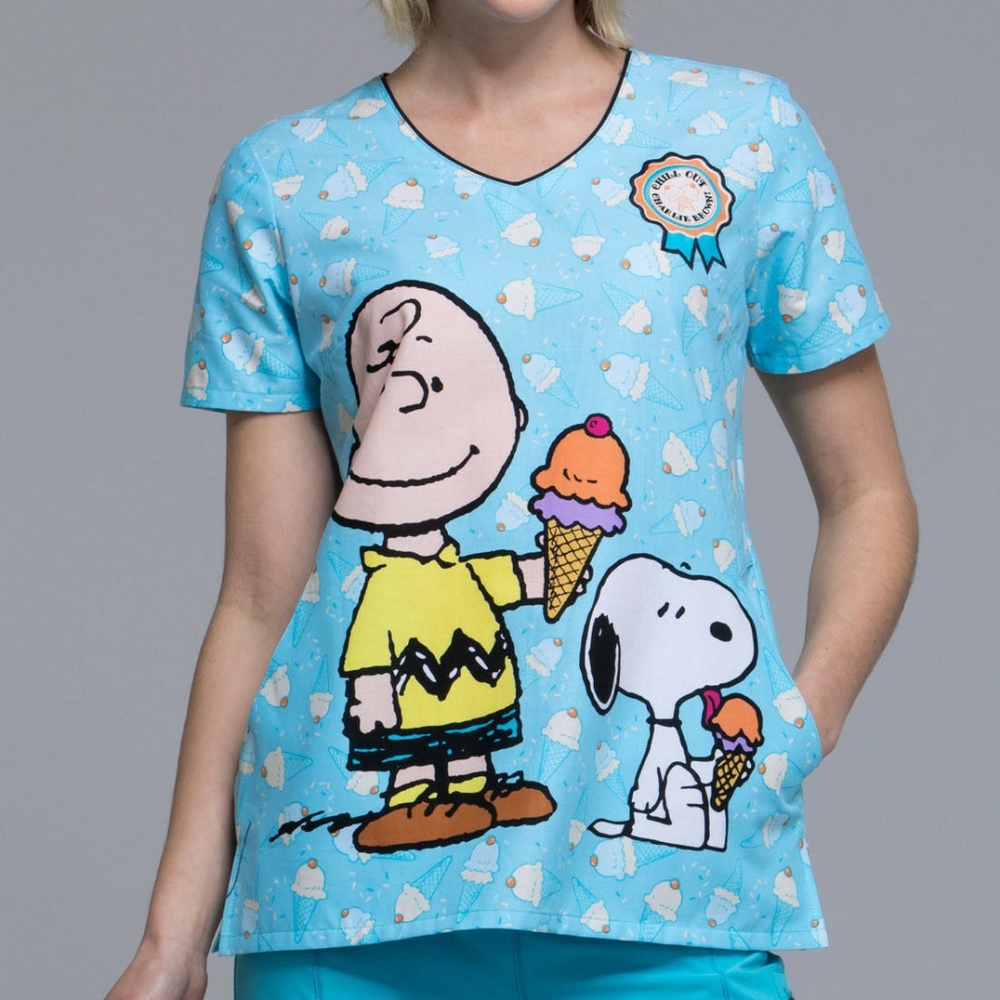 Charlie Brown & Snoopy Scrub Top NWT